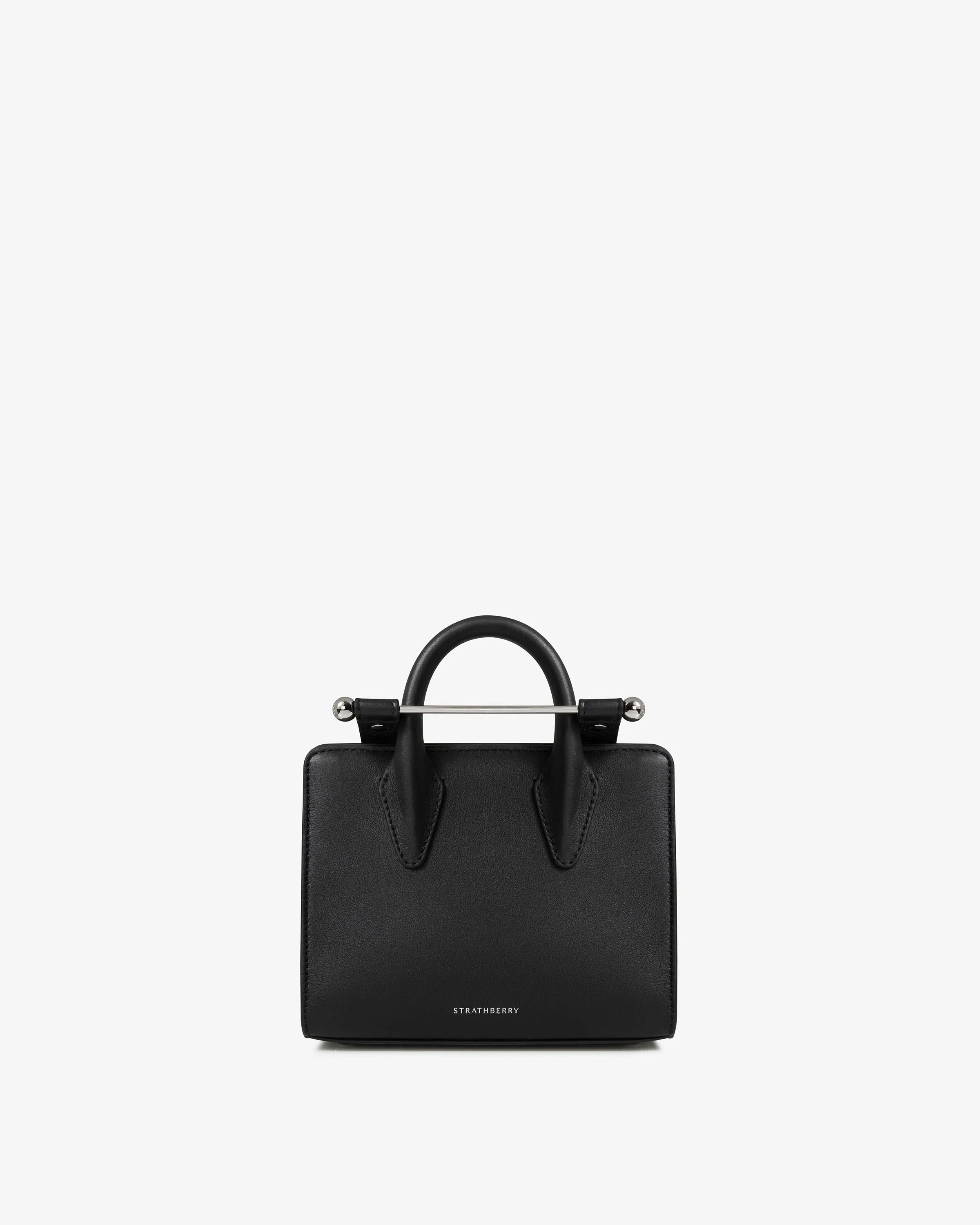 The Strathberry Nano Tote - Black with Silver Hardware