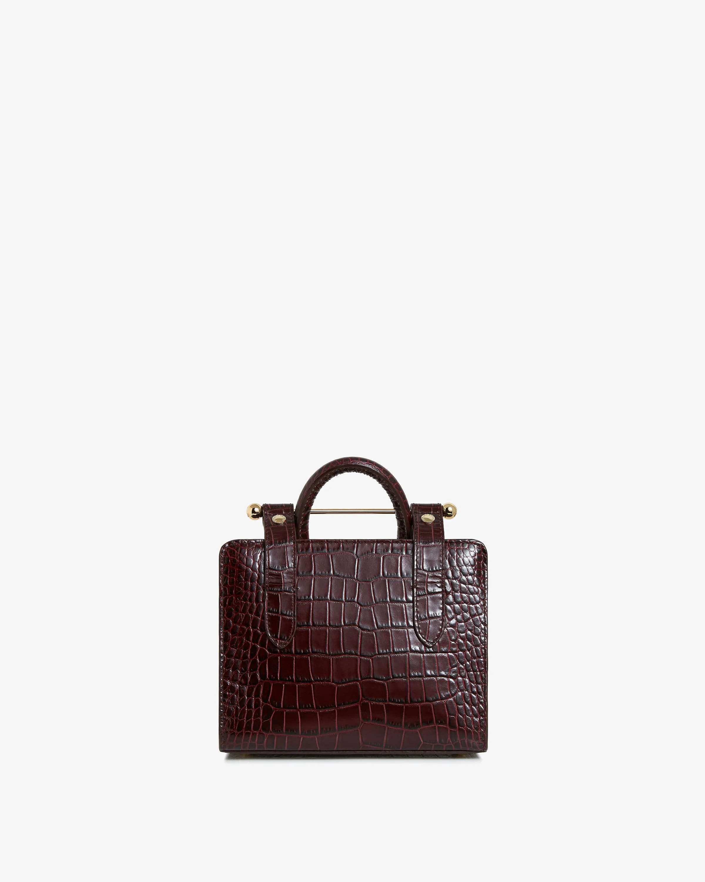 The Strathberry Nano Tote - Croc-Embossed Leather Burgundy