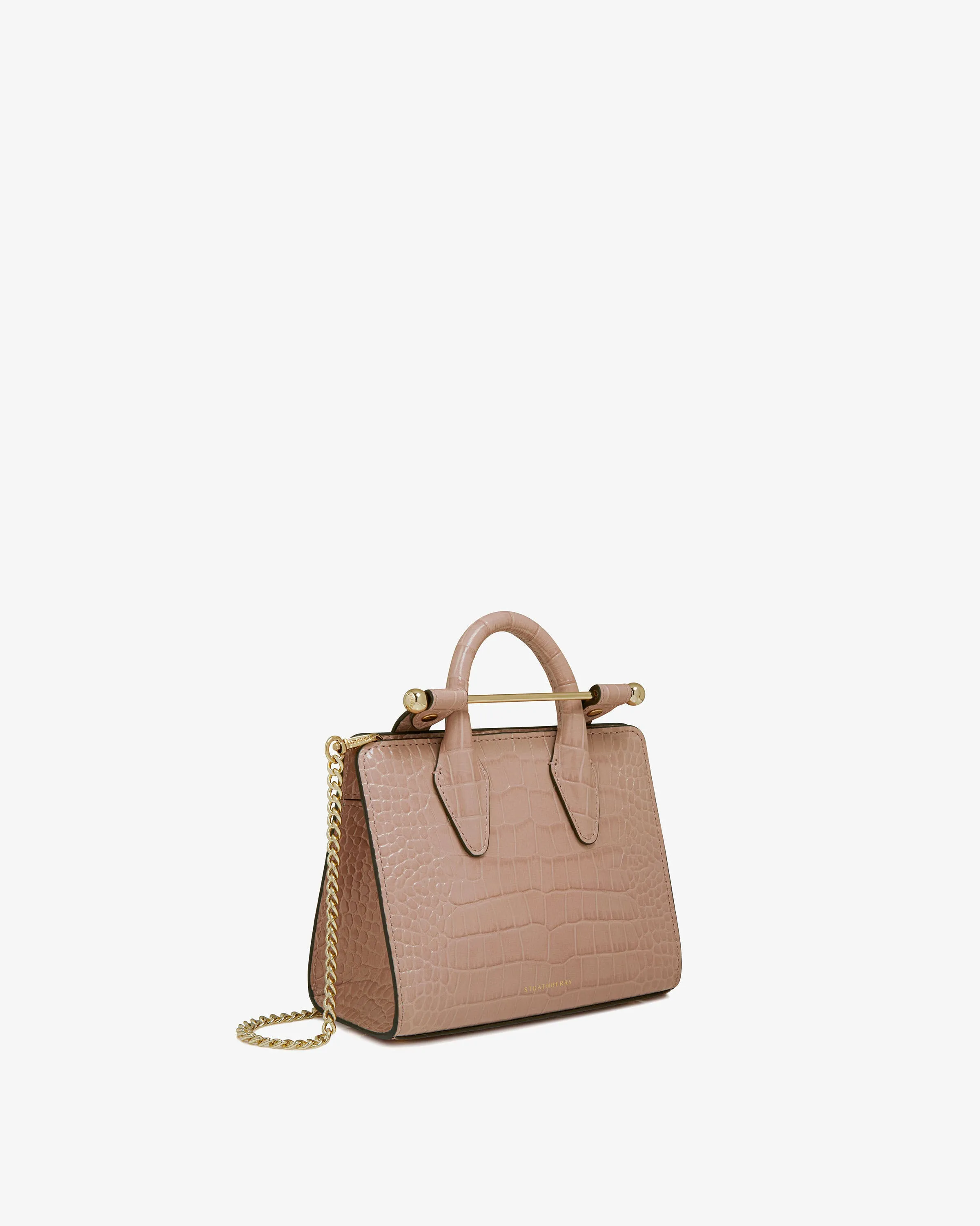 The Strathberry Nano Tote - Croc-Embossed Leather Peony