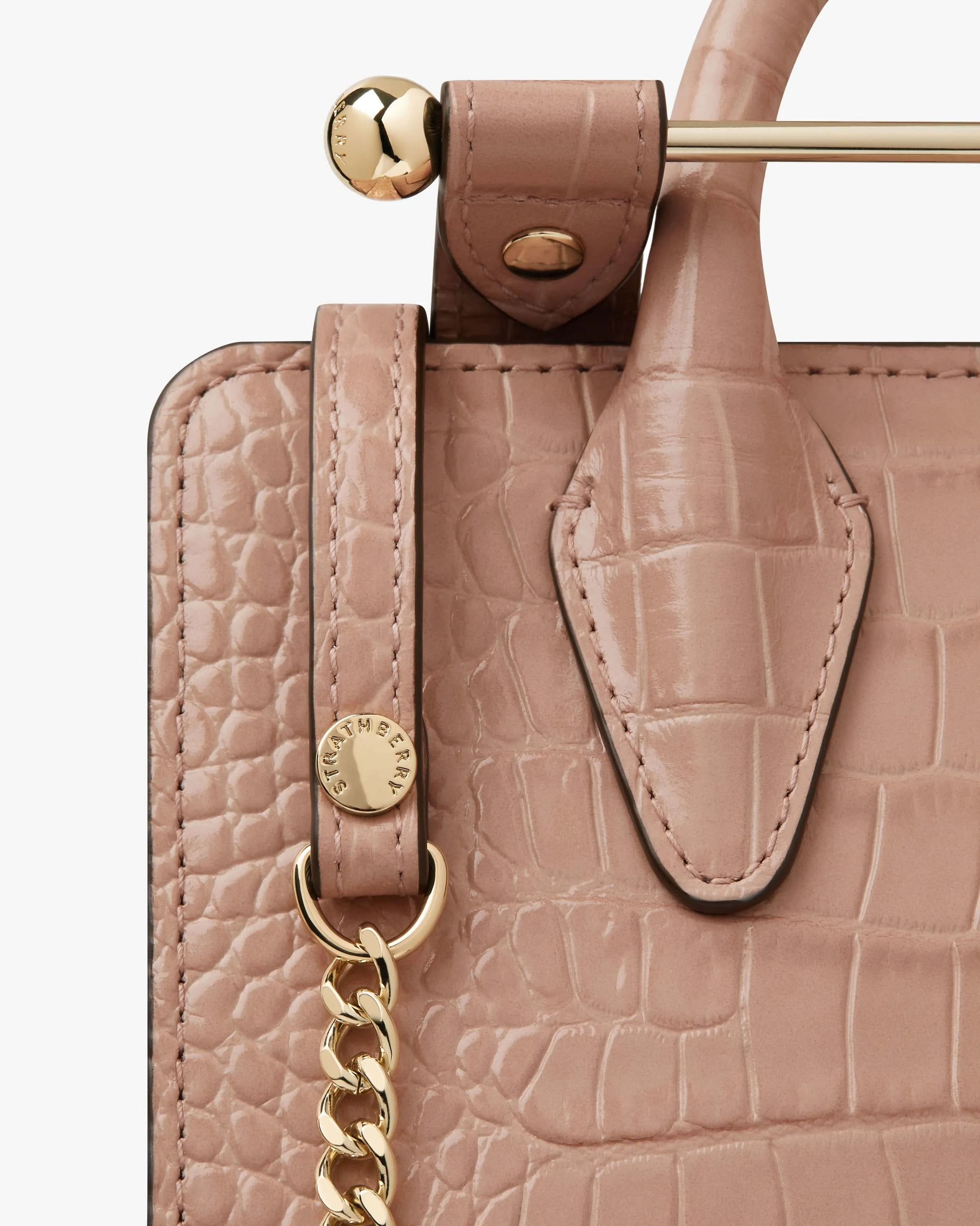 The Strathberry Nano Tote - Croc-Embossed Leather Peony