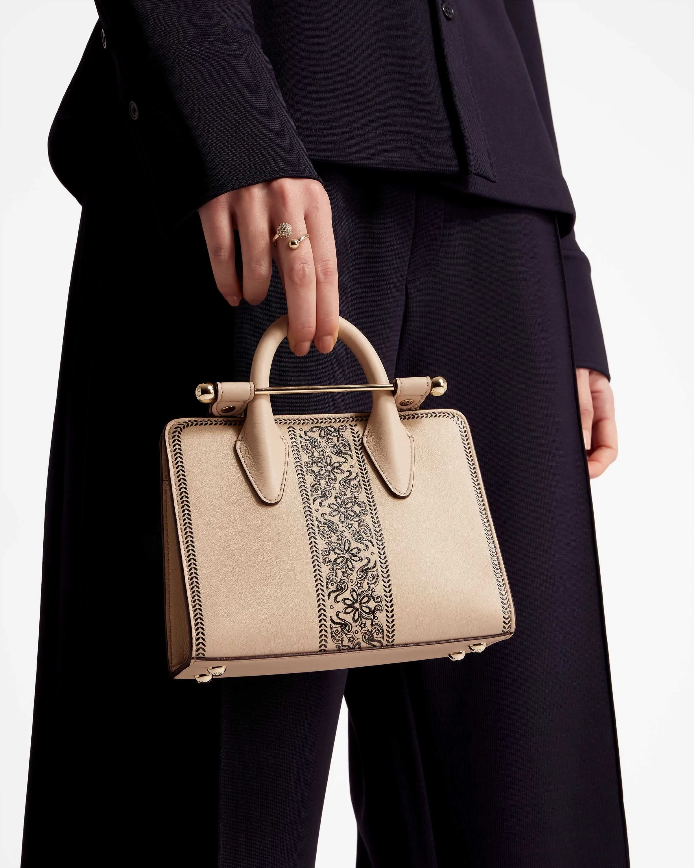 The Strathberry Nano Tote - Oat Geometric Print