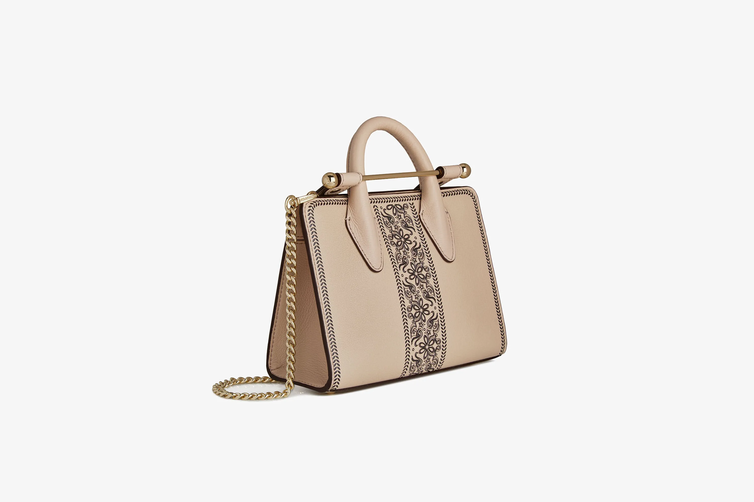 The Strathberry Nano Tote - Oat Geometric Print