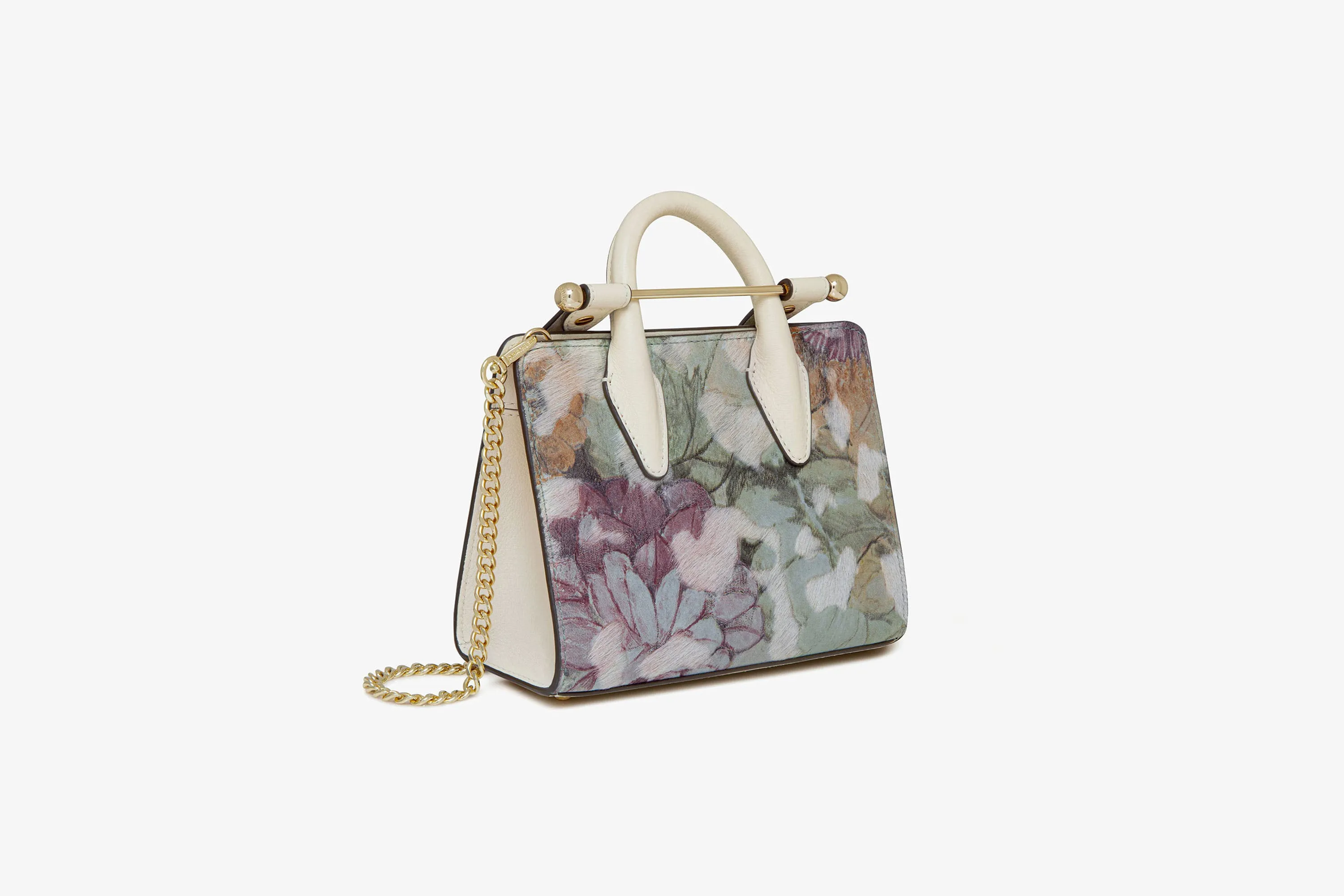 The Strathberry Nano Tote - Textured Floral/Vanilla