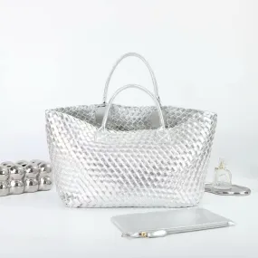 The Weavey Tote - Shiny Silver