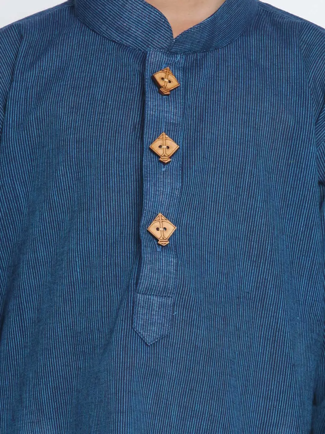 VASTRAMAY Boy's Blue Cotton Kurta and Pyjama Set