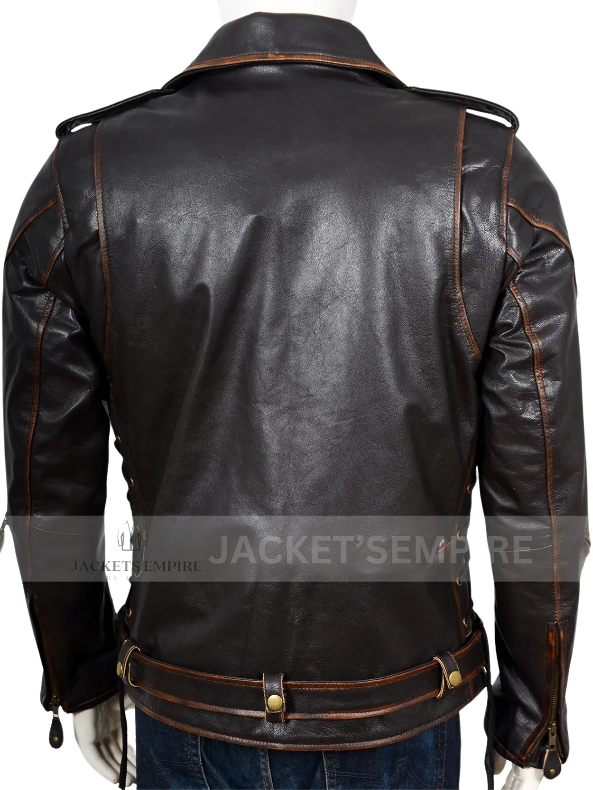 VINTAGE DISTRESSED BRANDO MEN'S BIKER LEATHER JACKET