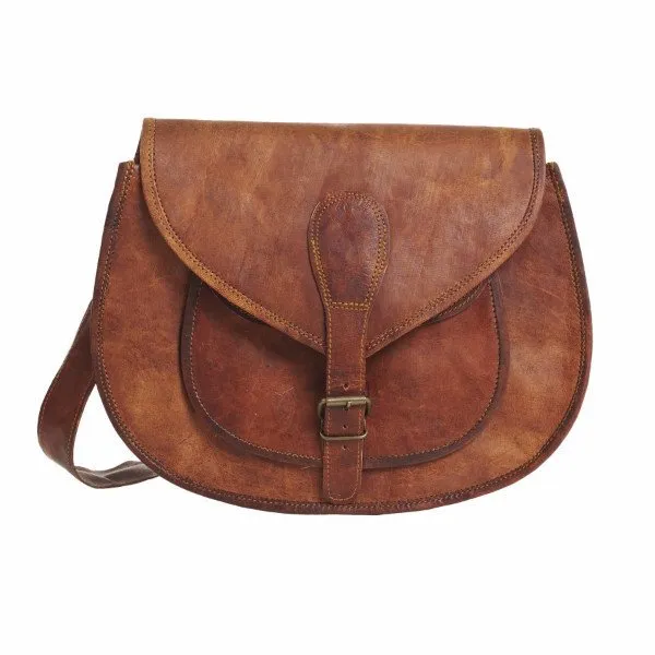 Vintage Leather Saddle Bag - Large