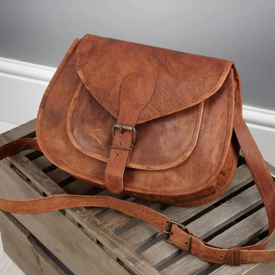 Vintage Leather Saddle Bag - Medium